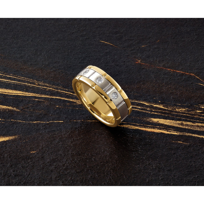 IBGoodman 14k Two-tone 3 Stone Prong Set Men's Ring Mounting-B63899