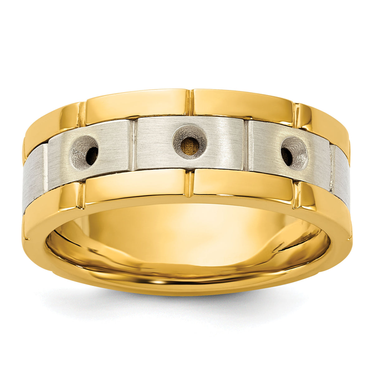 IBGoodman 14k Two-tone 3 Stone Prong Set Men's Ring Mounting-B63899