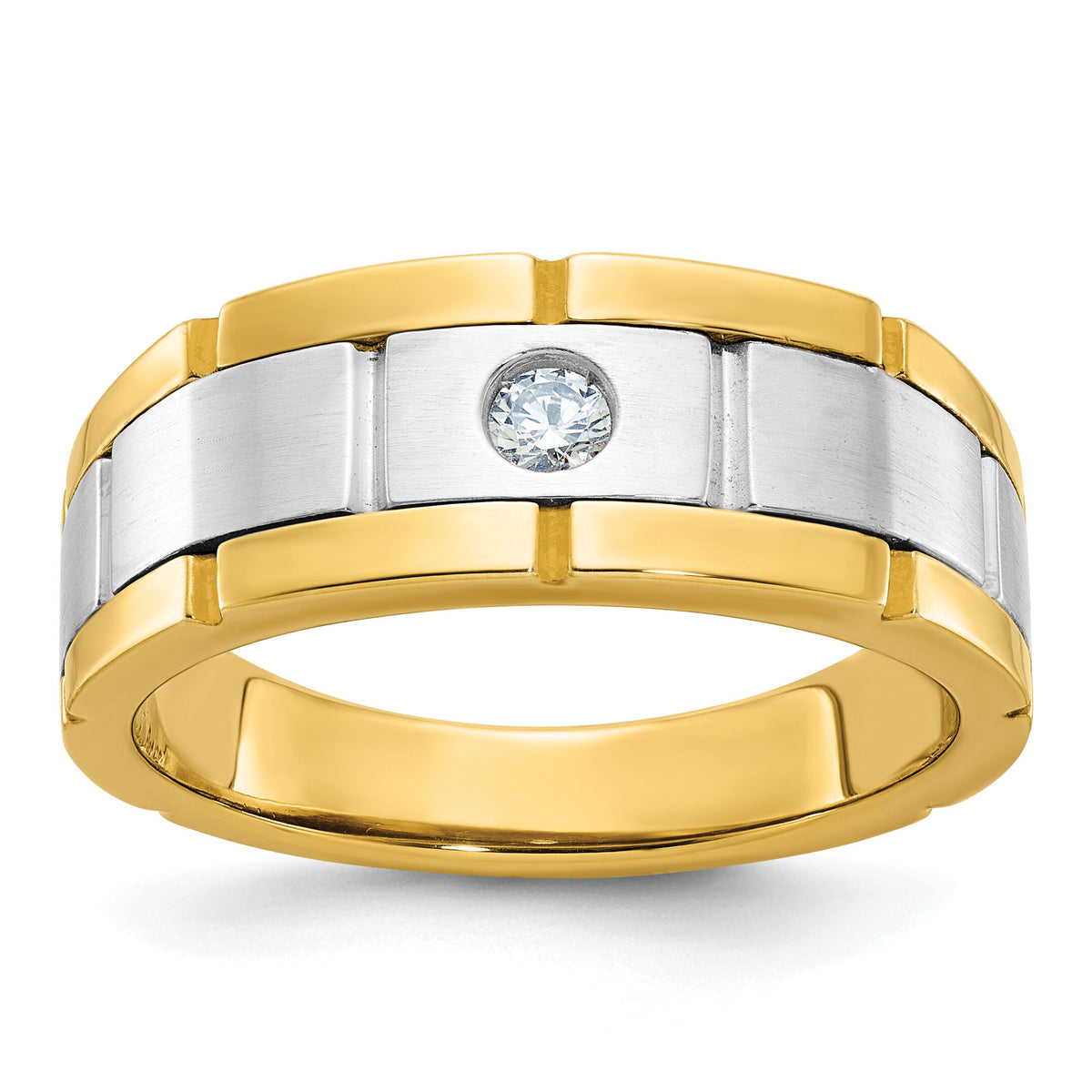 10ktt IBGoodman Men's Polished Satin & Grooved Ring Mounting-B63902
