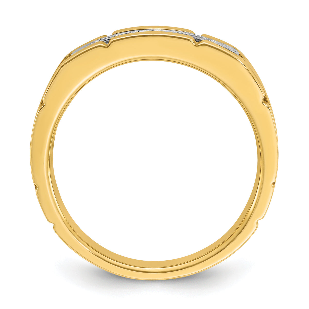 14ktt IBGoodman Men's Polished & Grooved 5-Stone Diamond Ring-B63904