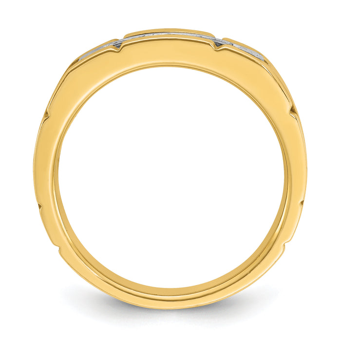 14ktt IBGoodman Men's Polished & Grooved 5-Stone Diamond Ring-B63904