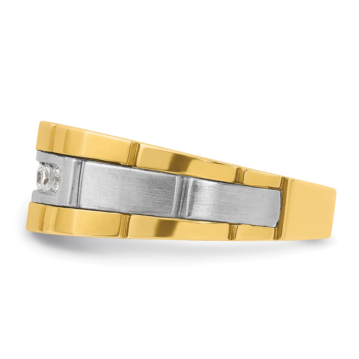 14ktt IBGoodman Men's Polished & Grooved 5-Stone Diamond Ring-B63904