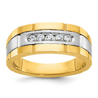 14ktt IBGoodman Men's Polished & Grooved 5-Stone Diamond Ring-B63904