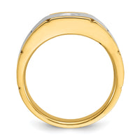 10k Two-tone IBGoodman Men's Polished and Satin Diamond Complete Ring-B63905