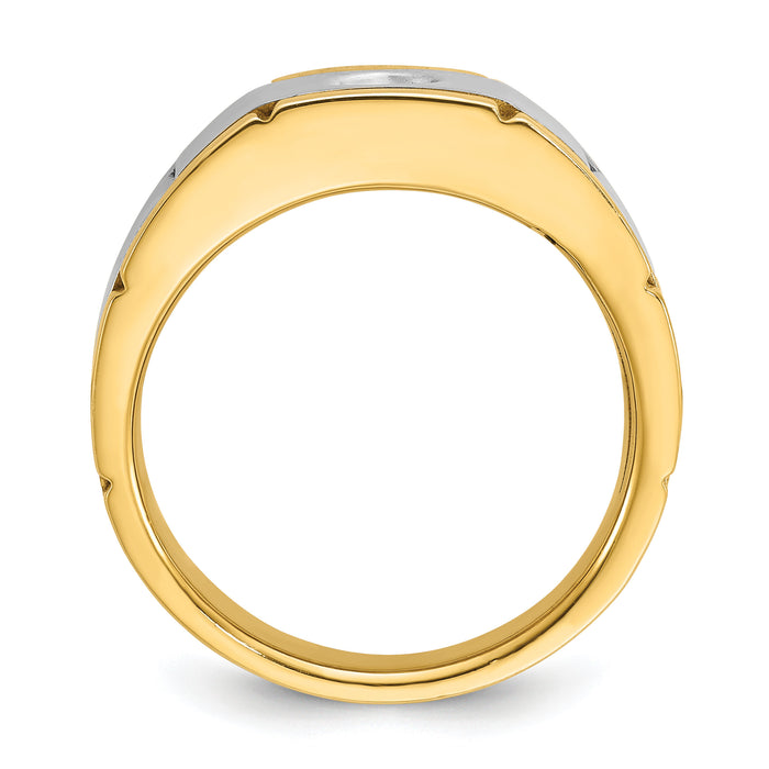 10k Two-tone IBGoodman Men's Polished and Satin Diamond Complete Ring-B63905