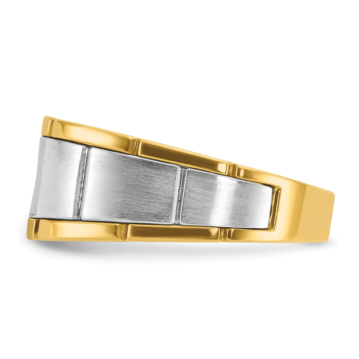 10k Two-tone IBGoodman Men's Polished and Satin Diamond Complete Ring-B63905