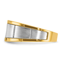 10k Two-tone IBGoodman Men's Polished and Satin Diamond Complete Ring-B63905