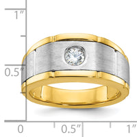 10k Two-tone IBGoodman Men's Polished and Satin Diamond Complete Ring-B63905