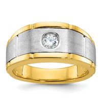 10k Two-tone IBGoodman Men's Polished and Satin Diamond Complete Ring-B63905