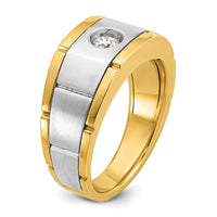 14k Two-tone IBGoodman Men's Polished and Satin 1/4 carat Diamond Complete Ring-B63905-4YWAA