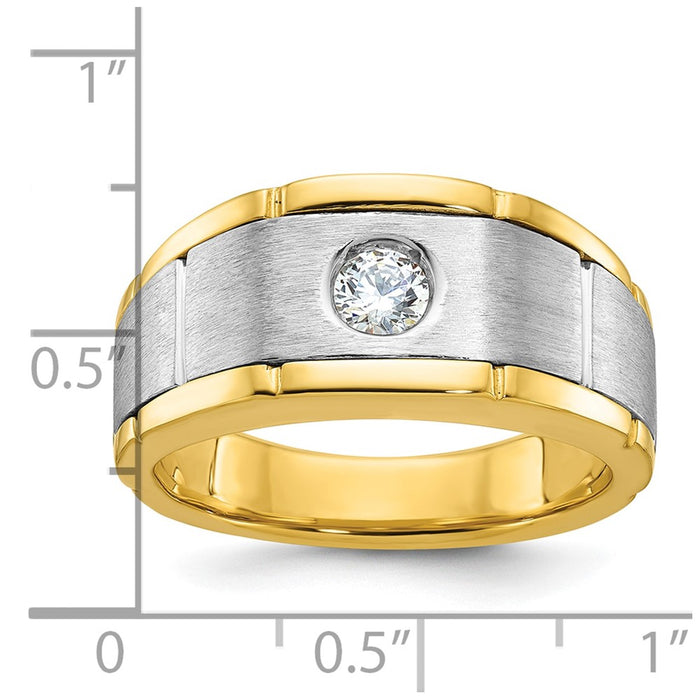 14k Two-tone IBGoodman Men's Polished and Satin 1/4 carat Diamond Complete Ring-B63905-4YWAA