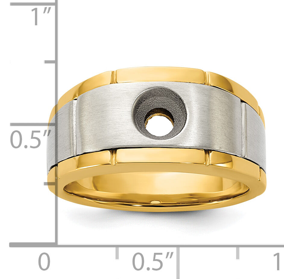10ktt IBGoodman Men's Polished Satin and Grooved Ring Mounting-B63915