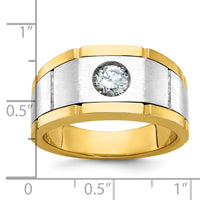 IBGoodman 14k Two-tone Men's Polished Satin and Grooved 1/2 Carat AA Quality Diamond Ring-B63915-4YWAA