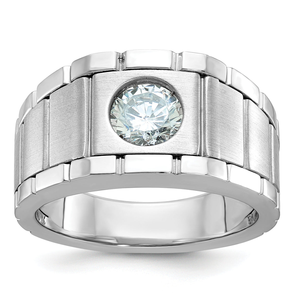 IBGoodman 14k White Gold Polished & Satin Men's Ring Mounting-B63918
