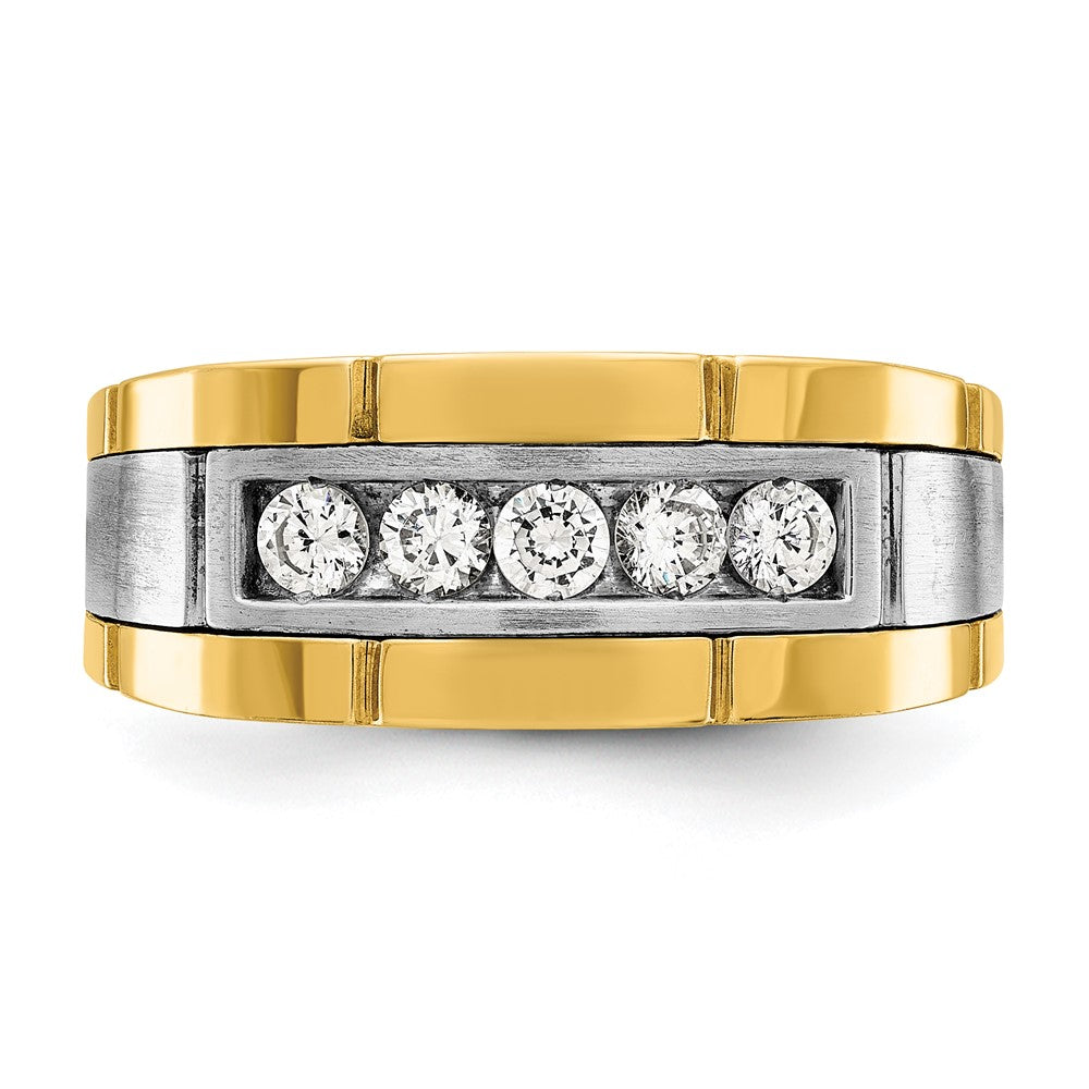 14k good Two-Tone 5-Diamond Band Ring