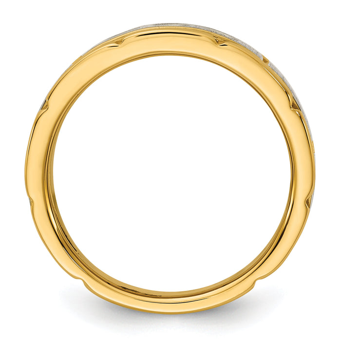 IBGoodman 14k Two-tone 3 Stone Prong Set Men's Ring Mounting-B63924