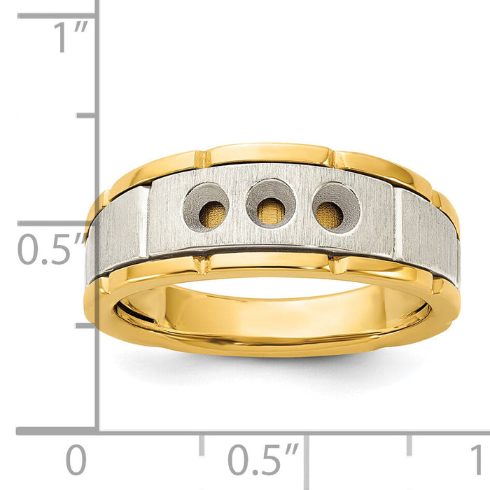 IBGoodman 14k Two-tone 3 Stone Prong Set Men's Ring Mounting-B63924