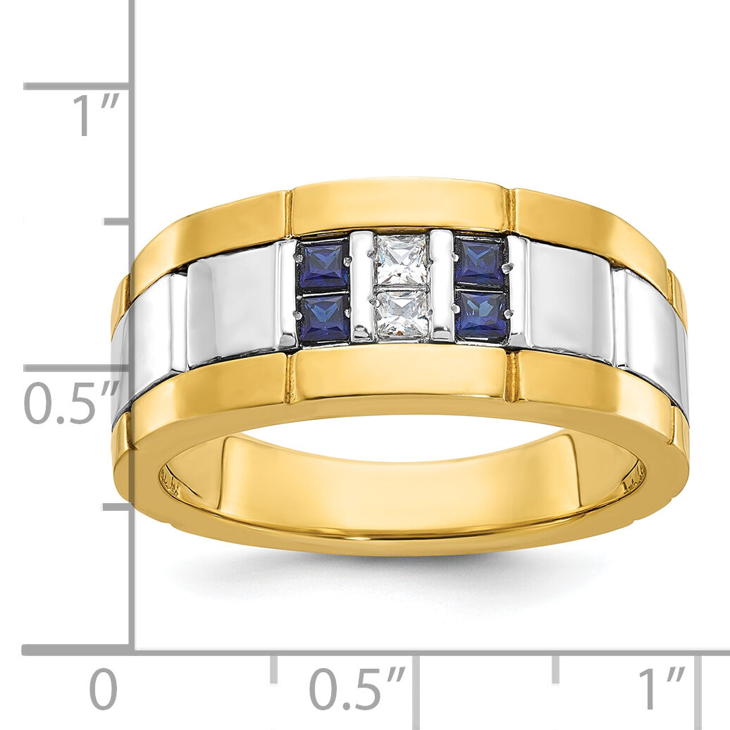 10k Two-tone IBGoodman Men's Polished and Grooved Ring Mounting-B63934