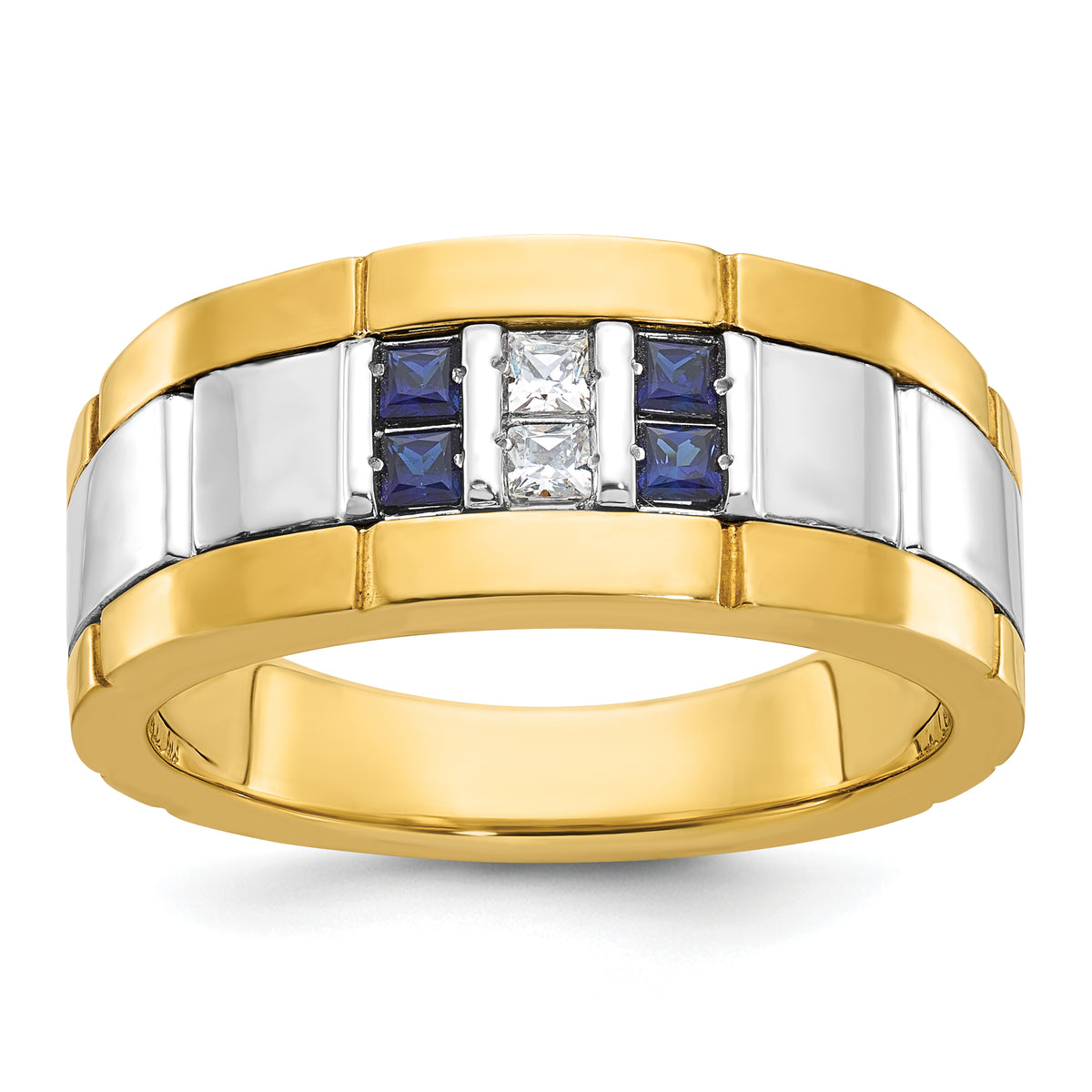 10k Two-tone IBGoodman Men's Polished and Grooved Ring Mounting-B63934-0YW