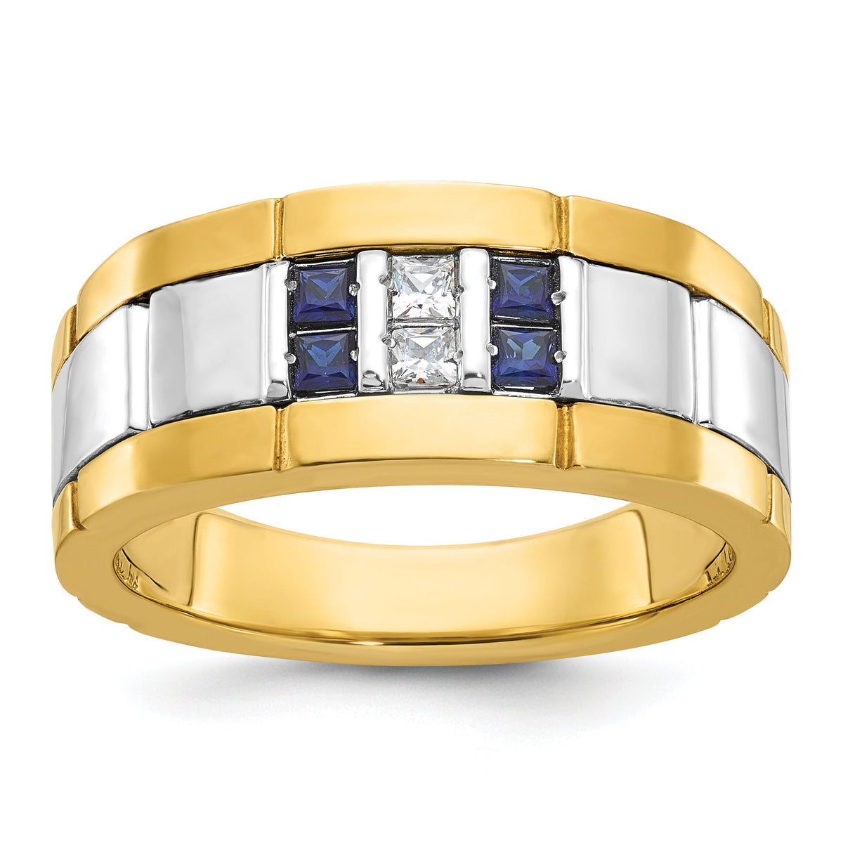 10k Two-tone IBGoodman Men's Polished and Grooved Ring Mounting-B63934