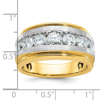 IBGoodman 14k with White Rhodium Men's Polished Satin and Grooved 7-Stone 2 Carat AA Quality Diamond Ring-B63943-4YAA