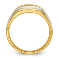 14k w/ White RH IBGoodman Men's Polish/Satin/Grooved Diamond Ring-B63944