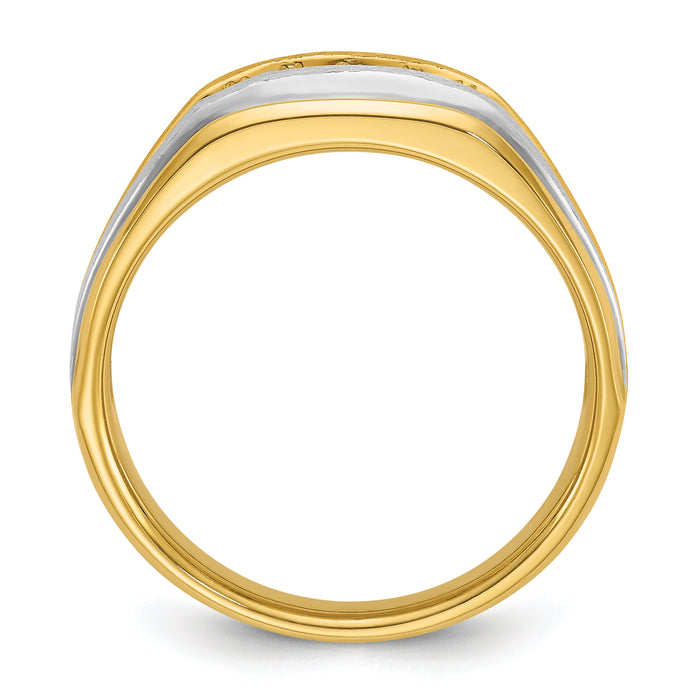 14k w/ White RH IBGoodman Men's Polish/Satin/Grooved Diamond Ring-B63944