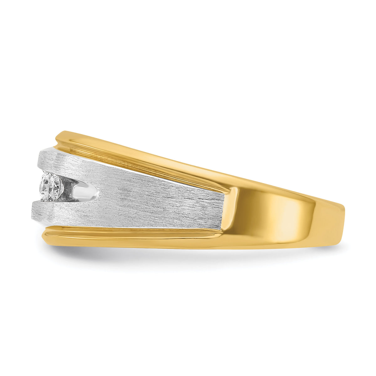 14k w/ White RH IBGoodman Men's Polish/Satin/Grooved Diamond Ring-B63944