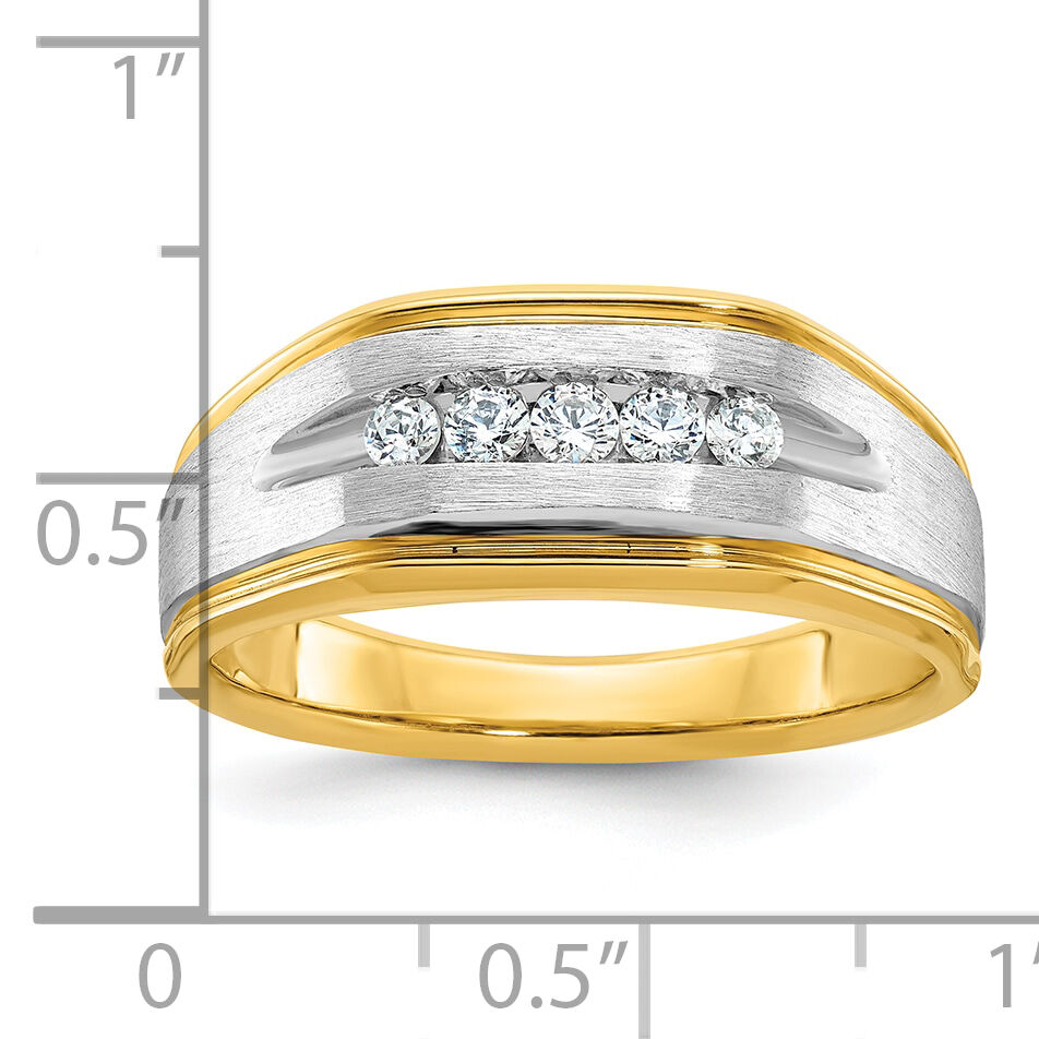 14k w/ White RH IBGoodman Men's Polish/Satin/Grooved Diamond Ring-B63944