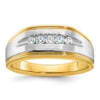 14k w/ White RH IBGoodman Men's Polish/Satin/Grooved Diamond Ring-B63944