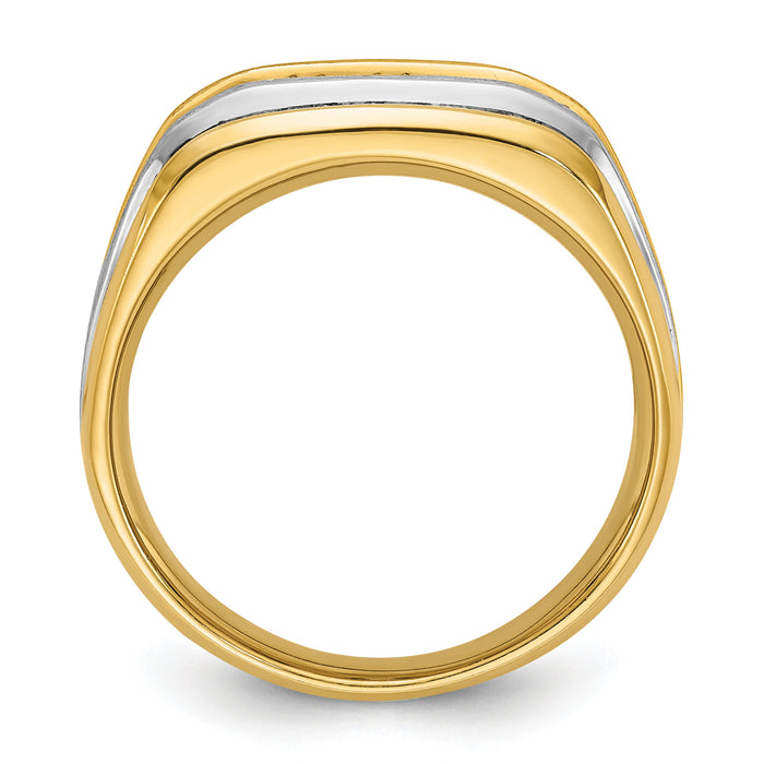 14k Two-tone 1/2 ct Lab Grown Diamond VS/SI+ G+ 5 Stone Comp Men's Ring-B63945