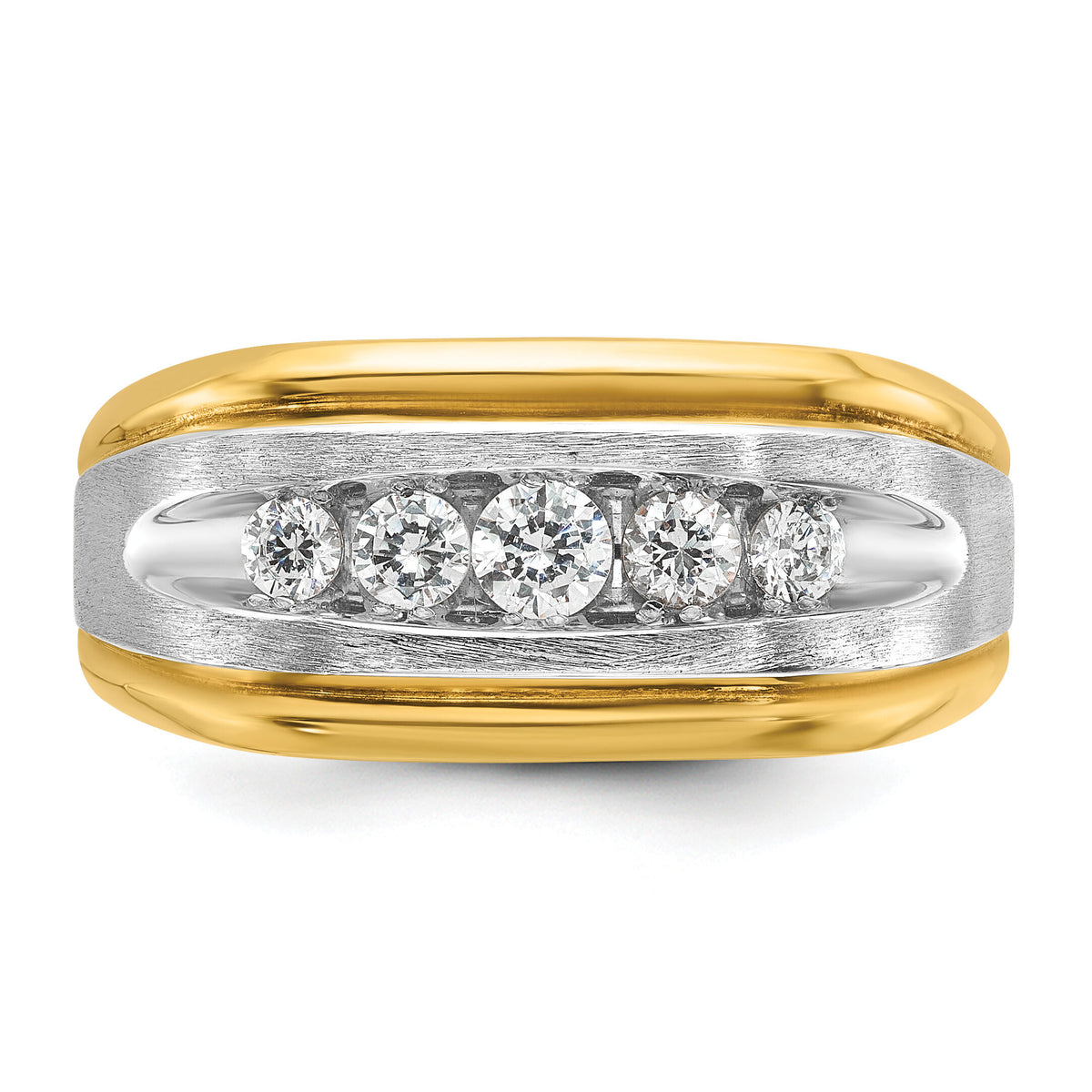 14k Two-tone 1/2 ct Lab Grown Diamond VS/SI+ G+ 5 Stone Comp Men's Ring-B63945