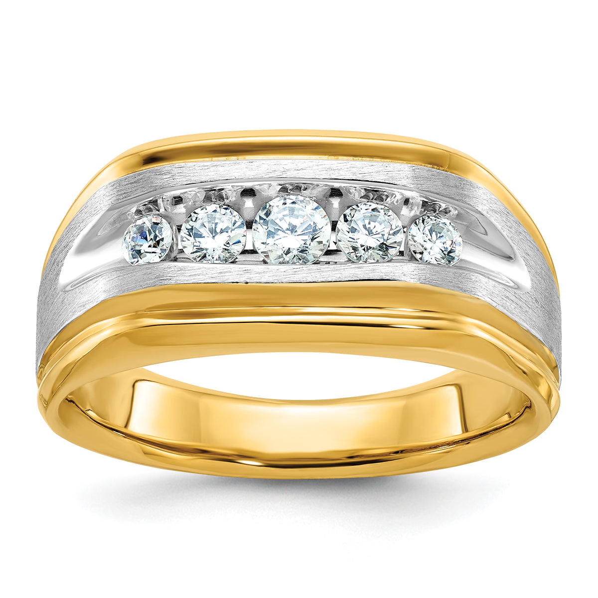 14k Two-tone 1/2 ct Lab Grown Diamond VS/SI+ G+ 5 Stone Comp Men's Ring-B63945-4YWLG