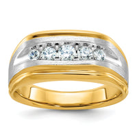 14k Two-tone 1/2 ct Lab Grown Diamond VS/SI+ G+ 5 Stone Comp Men's Ring-B63945