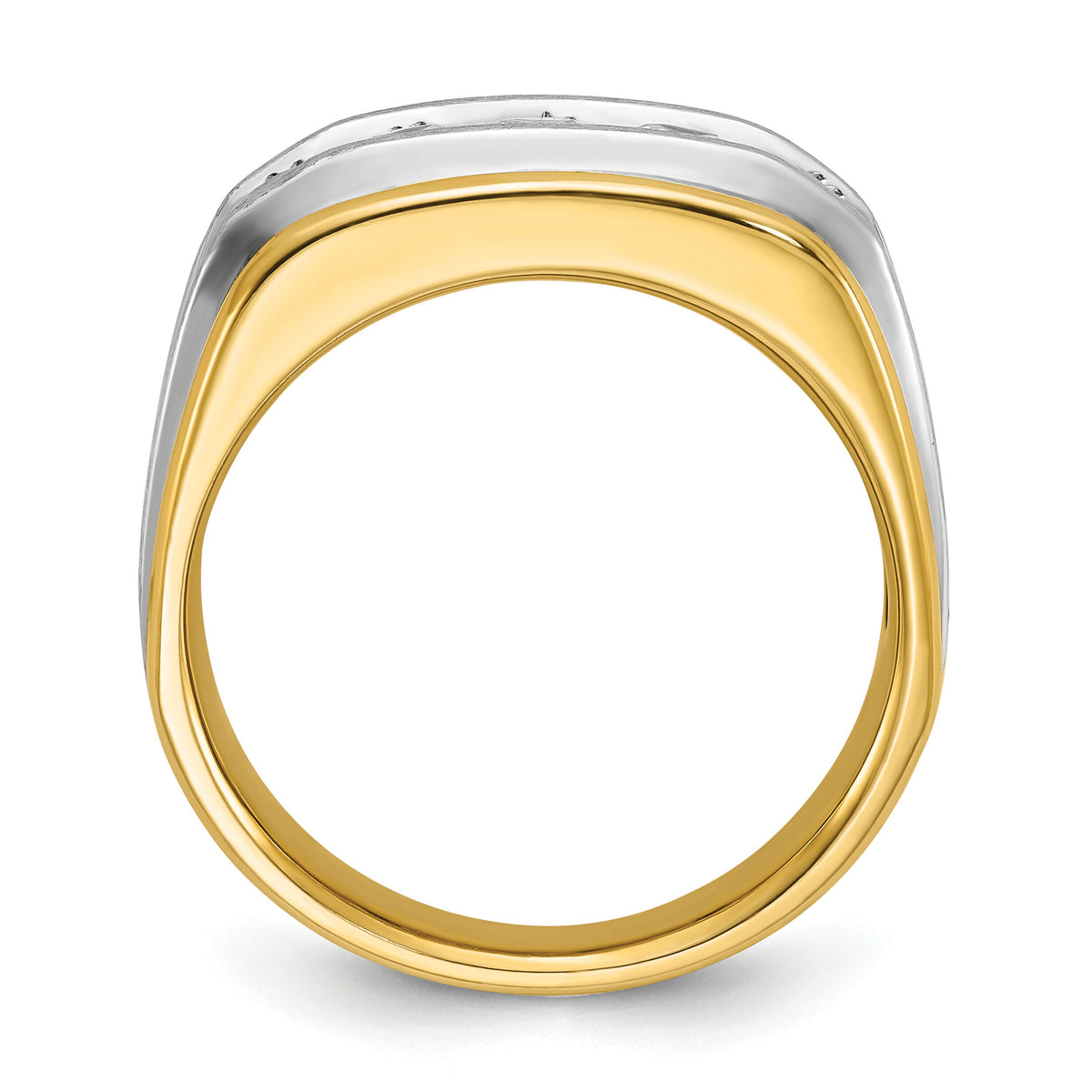14k Two-tone 1 ct Lab Grown Diamond VS/SI+ G+ 5 Stone Complete Men's Ring-B63946