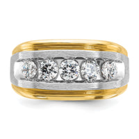 14k Two-tone 1 ct Lab Grown Diamond VS/SI+ G+ 5 Stone Complete Men's Ring-B63946