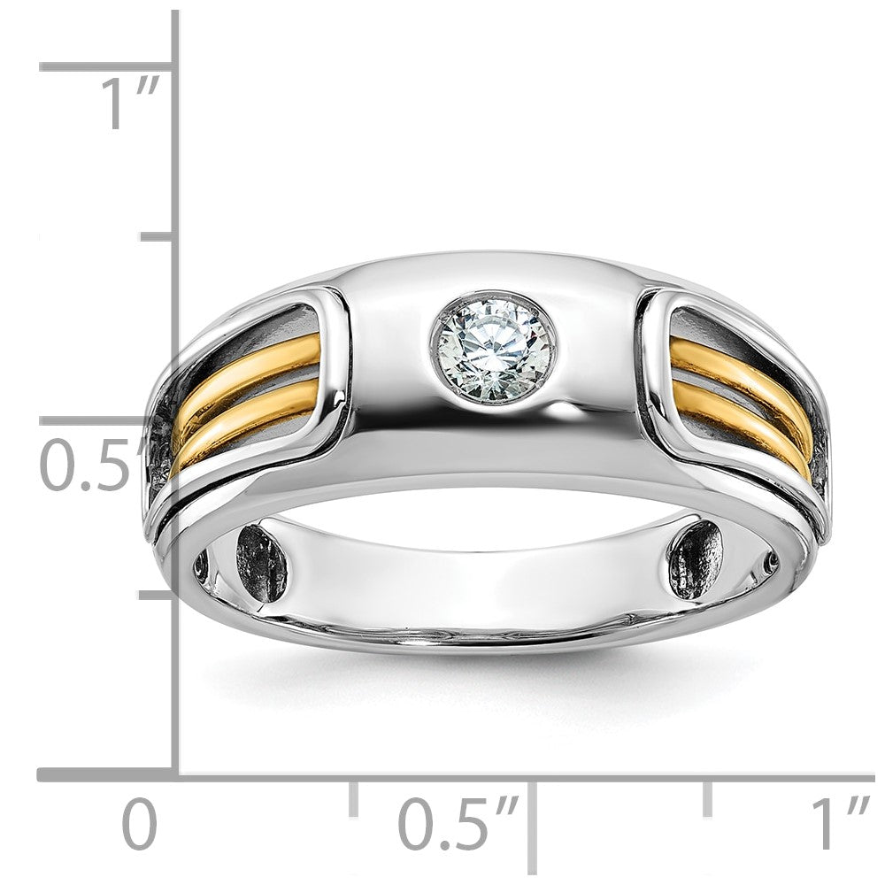 IBGoodman 14k Two-tone Men's Polished and Cut-Out 1/5 Carat AA Quality Diamond Ring-B63971-4WYAA