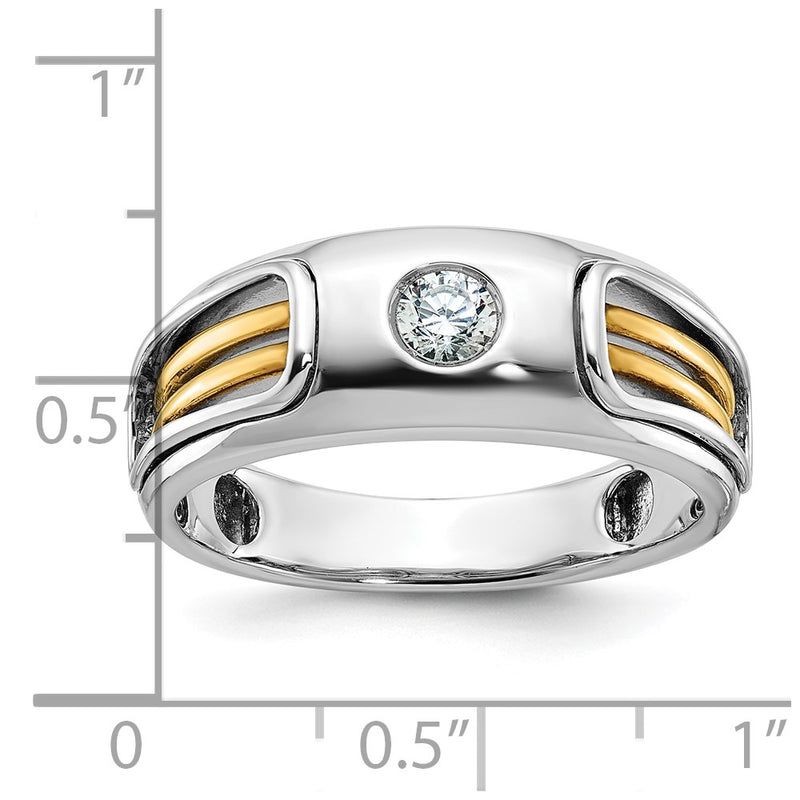 IBGoodman 14k Two-tone Men's Polished and Cut-Out 1/5 Carat AA Quality Diamond Ring-B63971-4WYAA