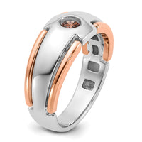 14k Two-tone White/Rose Gold IBGoodman Men's 1/4 carat Black Diamond Complete Ring-B63976-4WRAA