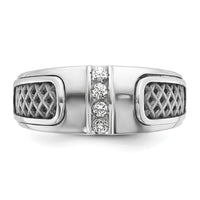 14k White Gold with Black Rhodium IBGoodman Men's 1/5 carat Diamond Complete Ring-B63978-4WAA