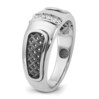 14k White Gold with Black Rhodium IBGoodman Men's 1/5 carat Diamond Complete Ring-B63978-4WAA