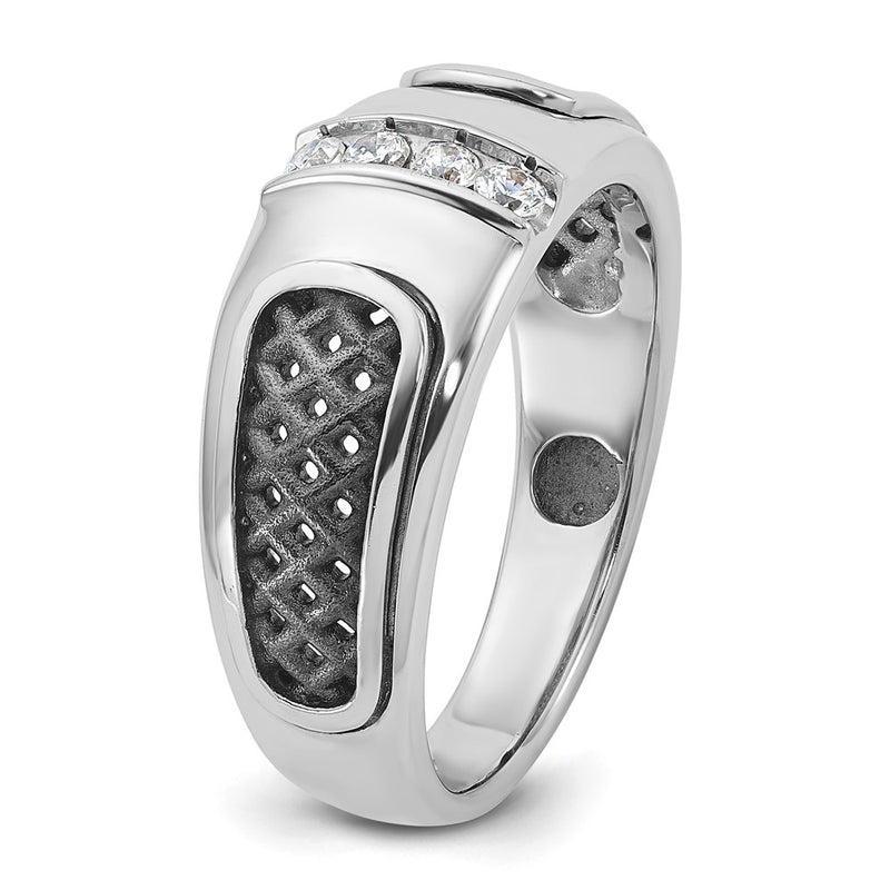 14k White Gold with Black Rhodium IBGoodman Men's 1/5 carat Diamond Complete Ring-B63978-4WAA