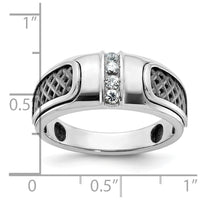 14k White Gold with Black Rhodium IBGoodman Men's 1/5 carat Diamond Complete Ring-B63978-4WAA