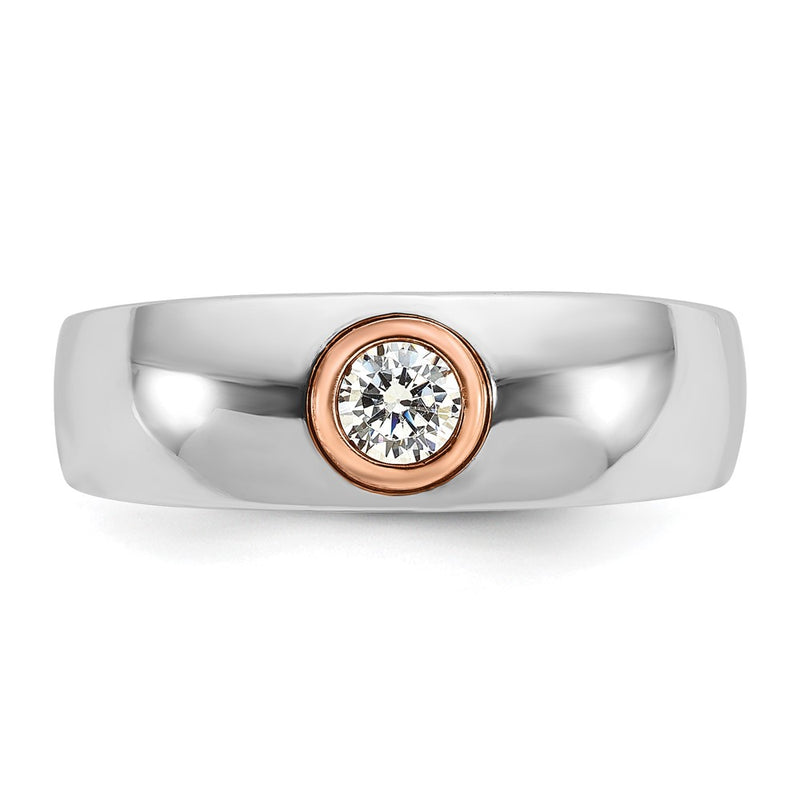 14k Two-tone White/Rose Gold IBGoodman Men's 1/4 carat Diamond Complete Ring-B63980-4WRAA