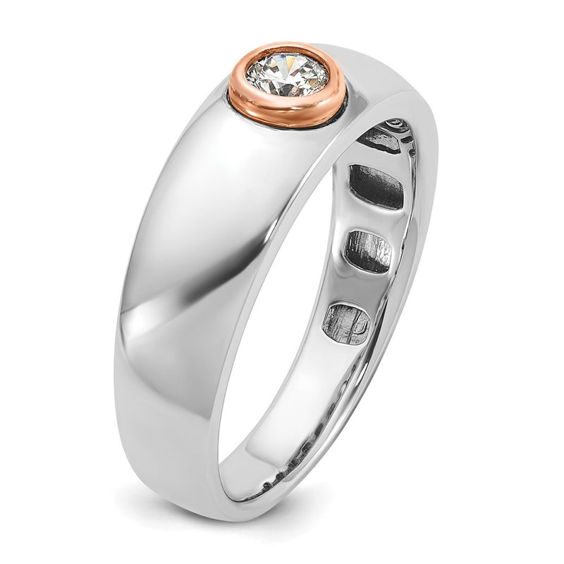 14k Two-tone White/Rose Gold IBGoodman Men's 1/4 carat Diamond Complete Ring-B63980-4WRAA