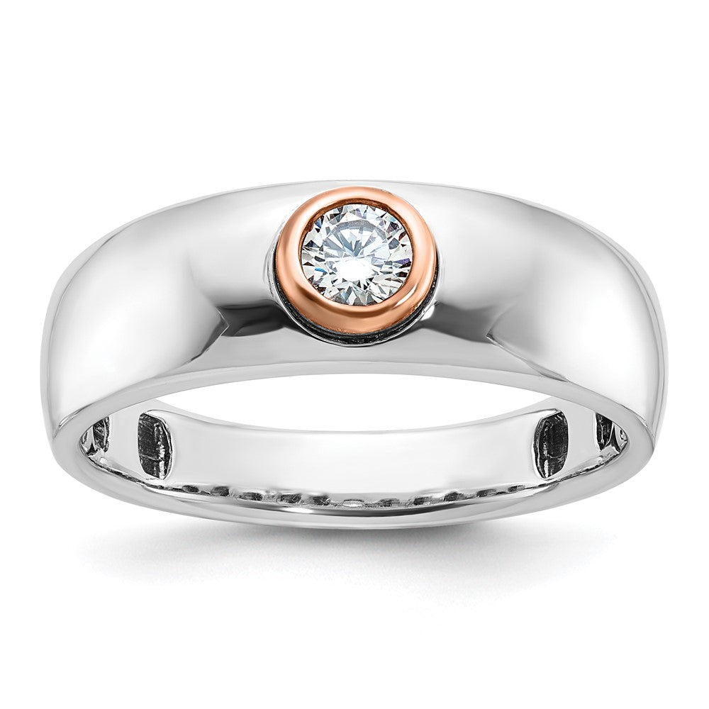 14k Two-tone White/Rose Gold IBGoodman Men's 1/4 carat Diamond Complete Ring-B63980-4WRAA