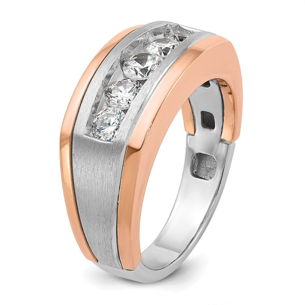 IBGoodman 14k White and Rose Gold Men's Polished and Satin 5-Stone 1 Carat AA Quality Diamond Ring-B63982-4WRAA