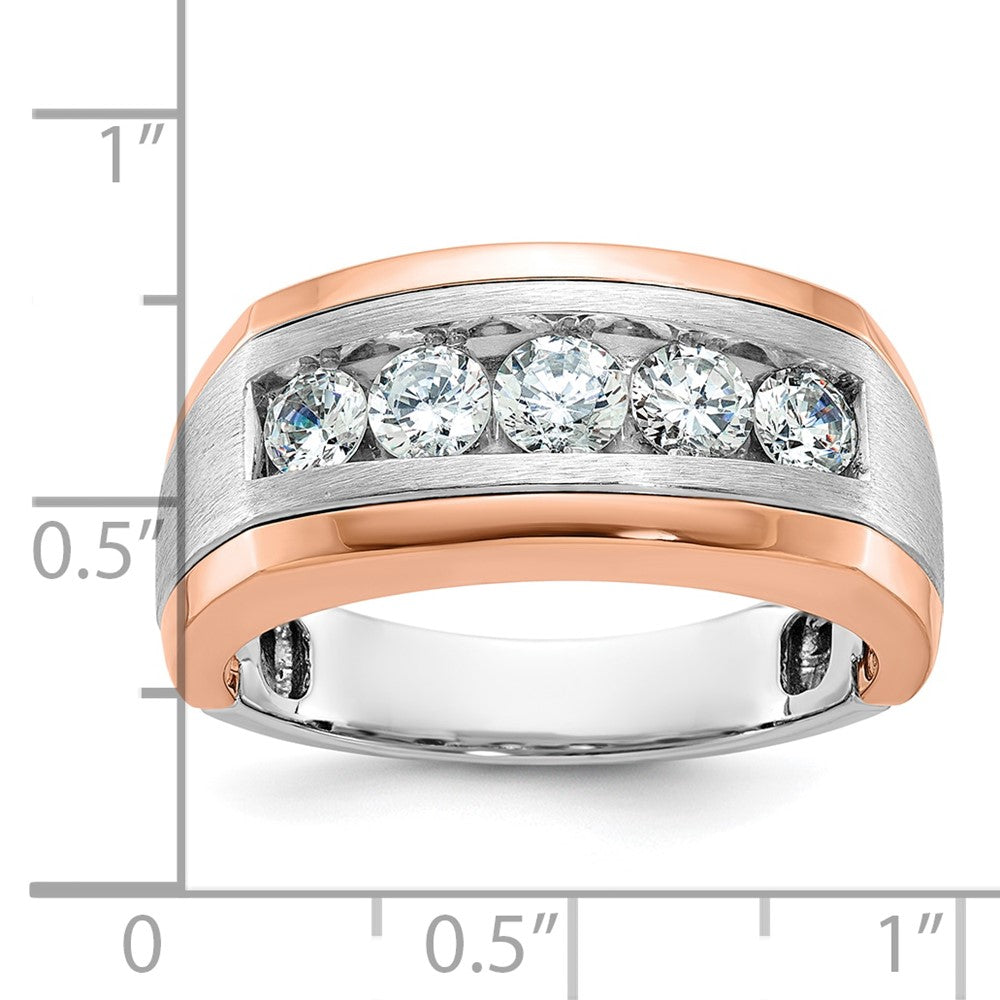 IBGoodman 14k White and Rose Gold Men's Polished and Satin 5-Stone 1 Carat AA Quality Diamond Ring-B63982-4WRAA