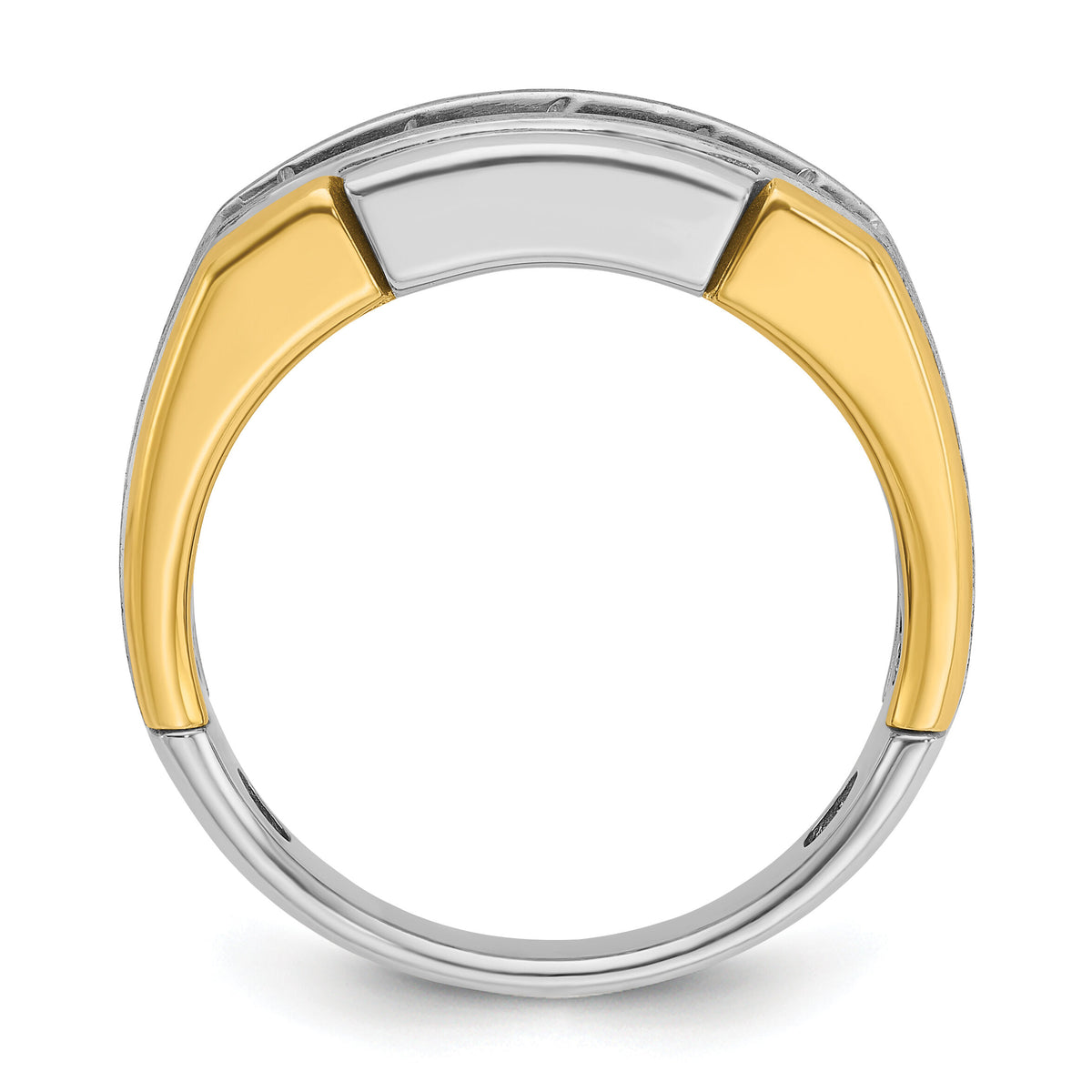 14ktt IBGoodman Men's Polished Satin & Grooved 5-Stone Diamond Ring-B63983