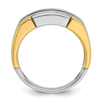 14ktt IBGoodman Men's Polished Satin & Grooved 5-Stone Diamond Ring-B63983